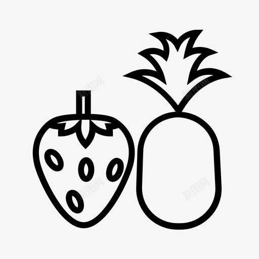 草莓和菠萝浆果食品图标svg_新图网 https://ixintu.com 健康食品 水果 浆果 草莓和菠萝 食品 食品集合1