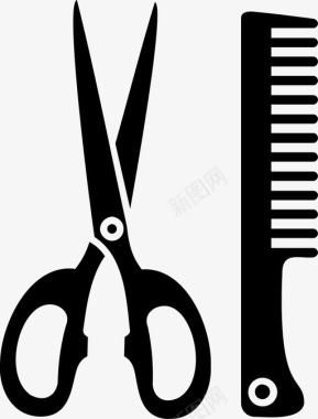梳子和剪刀理发师梳子和西索图标图标