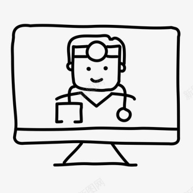 医生电脑台式电脑健康图标图标