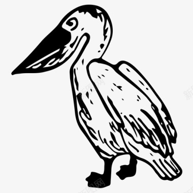 鹈鹕鸟手绘图标图标
