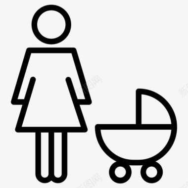 儿童保育婴儿车母亲图标图标