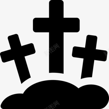 三个十字架墓地形状复活节图标图标