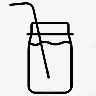 泥瓦罐饮料吸管图标图标
