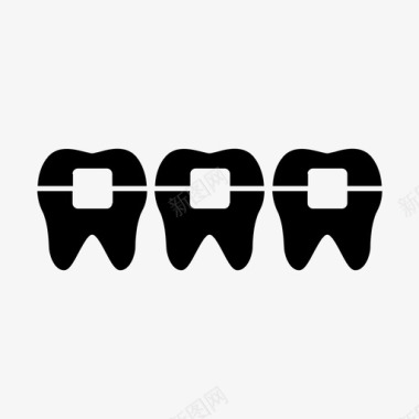 带牙套的牙齿对齐牙齿图标图标