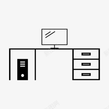 办公桌电脑工作图标图标