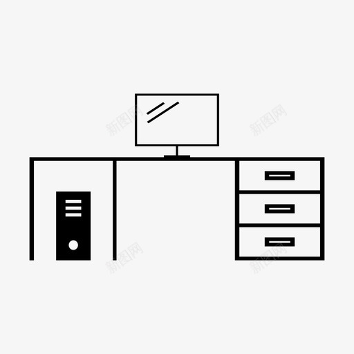 办公桌电脑工作图标svg_新图网 https://ixintu.com 办公桌 工作 电脑