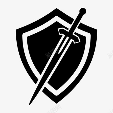 剑与盾中世纪保护图标图标