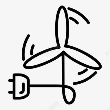 风能生态插头图标图标