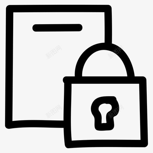 锁文件隐私保护图标svg_新图网 https://ixintu.com 保护 安全 安全手绘图标第一卷 锁文件 隐私