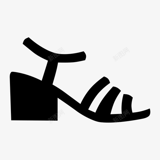 鞋子鞋跟高跟鞋图标svg_新图网 https://ixintu.com 凉鞋 粗高跟鞋 鞋子 鞋跟 高跟鞋