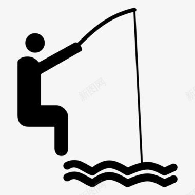 鱼钩渔夫钓鱼码头图标图标