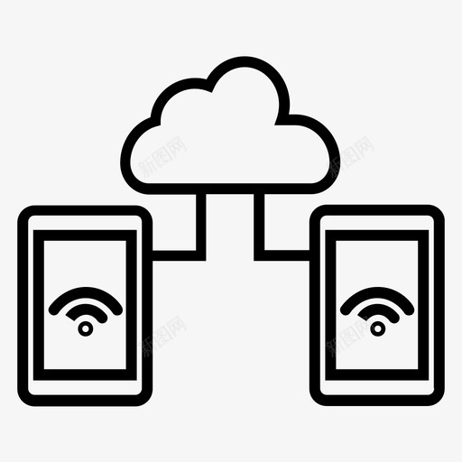 云网络云服务器数据传输图标svg_新图网 https://ixintu.com wifi 云服务器 云网络 手机 数据传输 无线 网络和通信