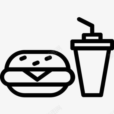 汉堡和饮料芝士汉堡快餐图标图标
