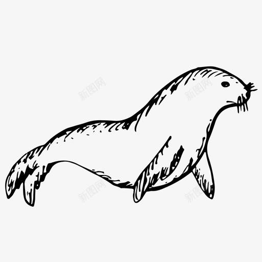 海豹动物自然图标svg_新图网 https://ixintu.com 动物 手绘 海牛 海狗 海豹 素描海豹 自然