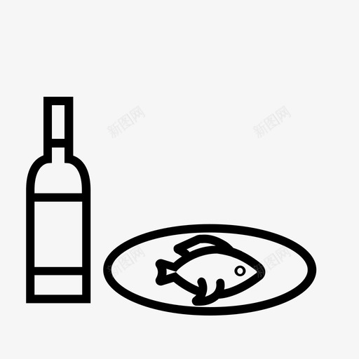 餐酒鱼图标svg_新图网 https://ixintu.com 聚会 葡萄酒 酒 食品收藏2 餐 鱼