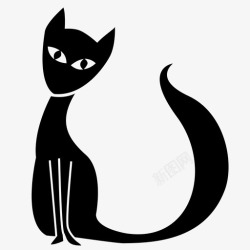 黑猫坐着猫动物黑猫图标高清图片