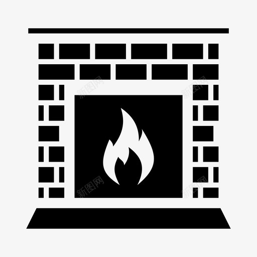 壁炉烟囱暖房图标svg_新图网 https://ixintu.com 冬天的火 圣诞老人 壁炉 暖房 烟囱