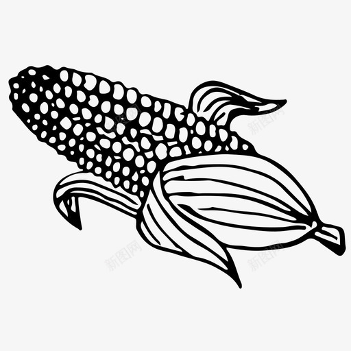 玉米玉米穗食品图标svg_新图网 https://ixintu.com 手绘 玉米 玉米穗 蔬菜 食品