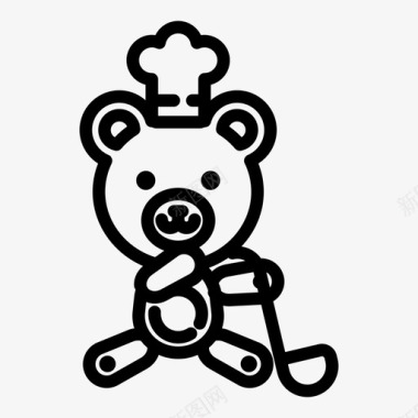 泰迪熊厨师厨房图标图标