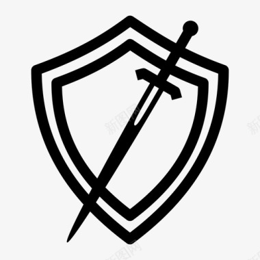 剑与盾中世纪保护图标图标