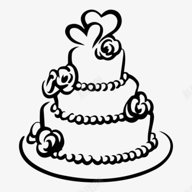 婚礼蛋糕婚礼甜蜜图标图标