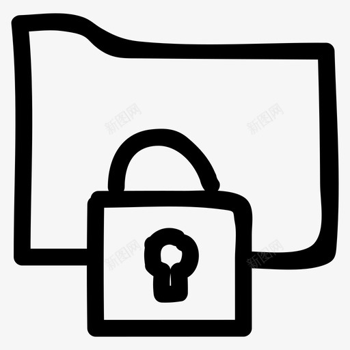 文件夹锁锁定保护图标svg_新图网 https://ixintu.com 保护 安全 安全手绘图标第一卷 文件夹锁 机密 锁定