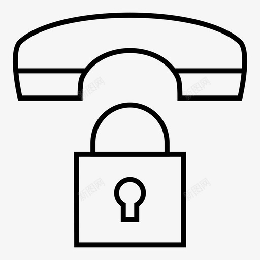 电话锁私人保护图标svg_新图网 https://ixintu.com 保护 安全 安全细线图标第一卷 电话锁 私人