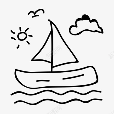 帆船沙滩航海图标图标