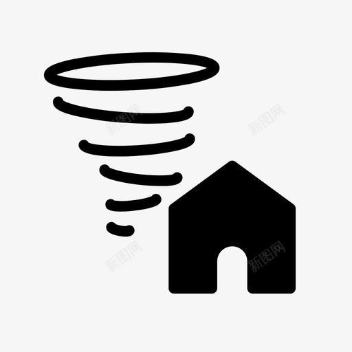 房子和龙卷风家飓风图标svg_新图网 https://ixintu.com 天气 家 房子和天气 房子和龙卷风 飓风
