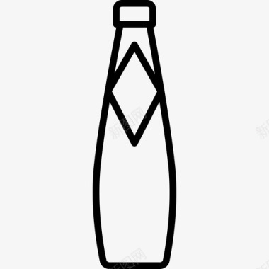 汽水瓶饮料和食物边界颜色图标图标