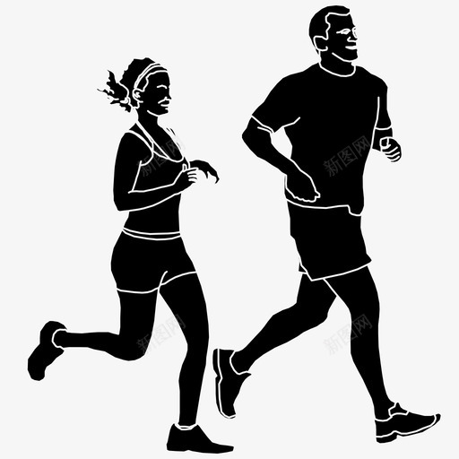 跑步锻炼健康生活图标svg_新图网 https://ixintu.com 人物 人物2d黑色 健康生活 跑步 运动 锻炼