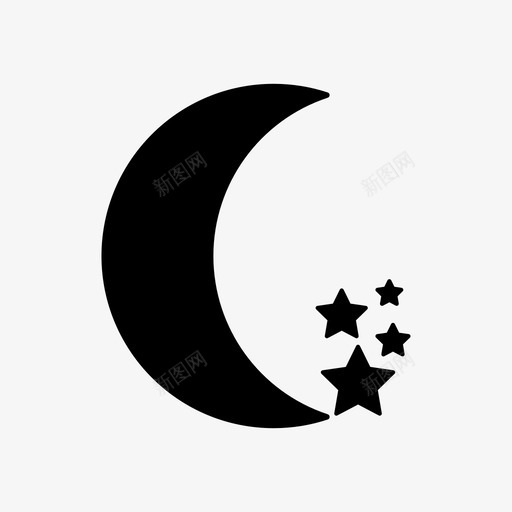 月亮有星星天文梦图标svg_新图网 https://ixintu.com 天文 月亮有星星 梦 睡眠 自然