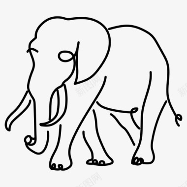 大象动物手绘图标图标