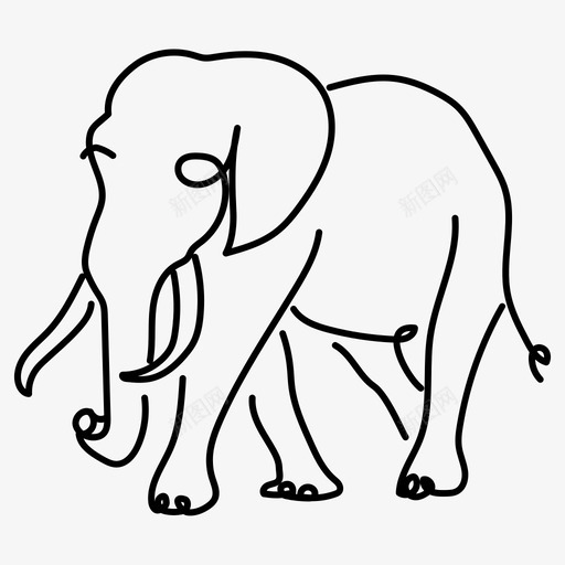大象动物手绘图标svg_新图网 https://ixintu.com 动物 动物画 单线 大象 手绘