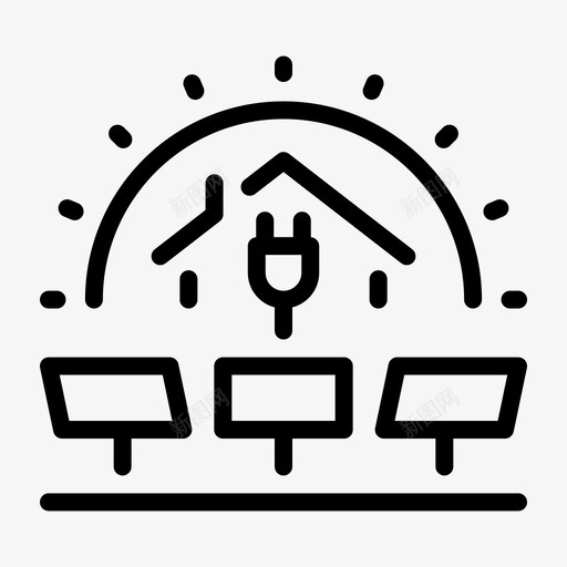 太阳能家庭能源面板图标svg_新图网 https://ixintu.com 太阳能家庭 清洁能源发电 能源 面板