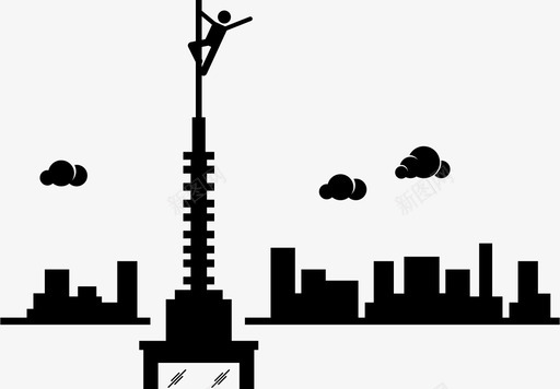 攀岩者摩天大楼塔楼图标svg_新图网 https://ixintu.com 城市 塔楼 摩天大楼 攀岩者 极限运动和冒险