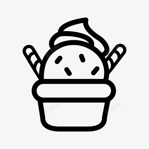 冰淇淋杯碗甜点图标svg_新图网 https://ixintu.com 冰淇淋杯 甜品 甜品线性图标集 甜点 碗 食物