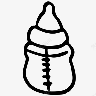 婴儿奶瓶牛奶素描图标图标