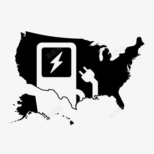 美国充电电力图标svg_新图网 https://ixintu.com 信息图表 充电 基础设施 电力 美国 车站 车辆