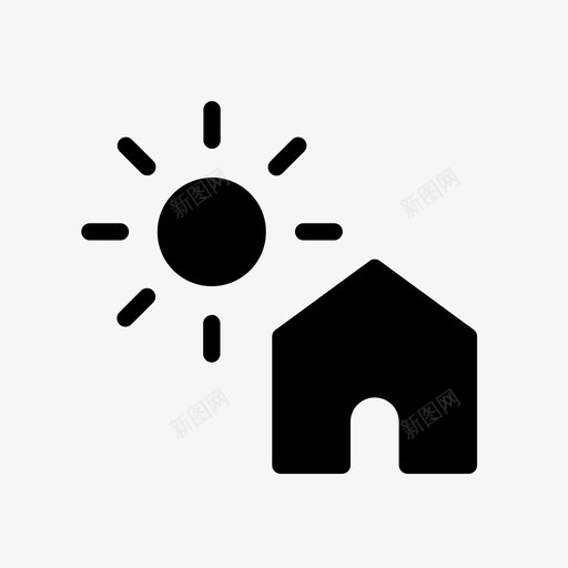 房子和太阳家阳光图标svg_新图网 https://ixintu.com 天气 家 房子和天气 房子和太阳 阳光