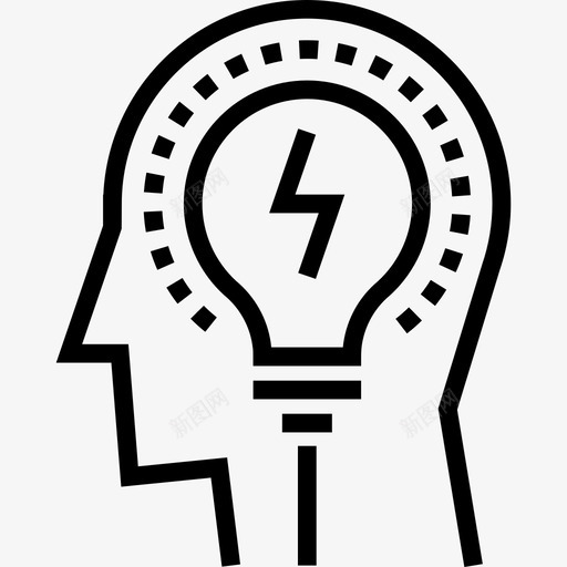 想象灯泡脑袋图标svg_新图网 https://ixintu.com 光 创造过程 思考 想法 想象 灯泡 脑袋