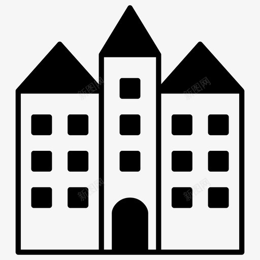 学校小学高中图标svg_新图网 https://ixintu.com 中学 大学 学校 小学 校舍 高中