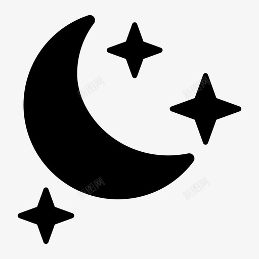 月亮有星星预报夜晚图标svg_新图网 https://ixintu.com 夜晚 天气稳定 月亮有星星 预报