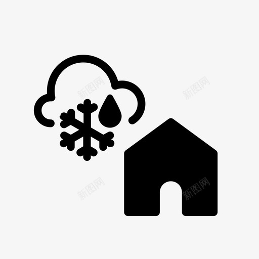 房子和雨夹雪家天气图标svg_新图网 https://ixintu.com 天气 家 房子和天气 房子和雨夹雪