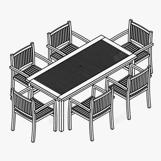 花园桌椅子餐厅图标svg_新图网 https://ixintu.com 户外 户外家具 椅子 花园桌 餐厅
