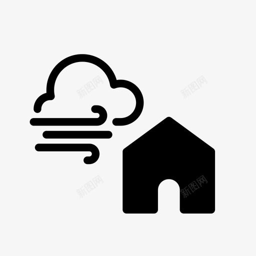 房子和风家天气图标svg_新图网 https://ixintu.com 天气 家 房子和天气 房子和风 风