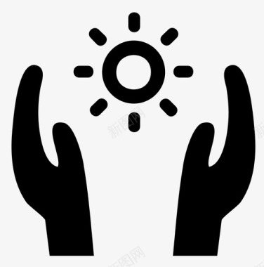 日光护理崇拜手图标图标