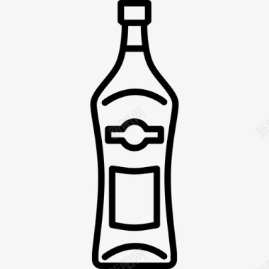 马提尼瓶饮料和食物边界颜色图标图标