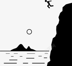 虎跳崖跳崖跳水极限运动图标高清图片