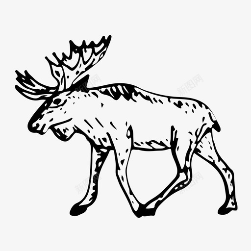 麋鹿动物森林图标svg_新图网 https://ixintu.com 动物 手绘 森林 泰加 自然 麋鹿
